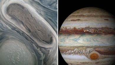 NASA探測器在兩個巨大妖異的木星風暴頂部拍到許多細小的物體