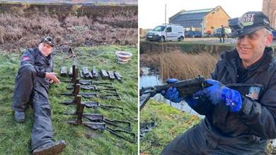 英國「磁鐵漁夫」曬意外收穫 六支斯登衝鋒槍出水 每支1000英鎊
