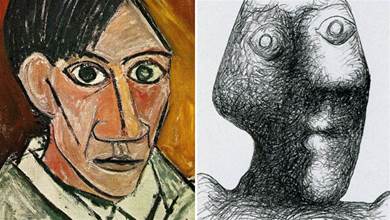 畢加索一生中的14幅自畫像，從15到90歲，最后一張似乎看到了死亡