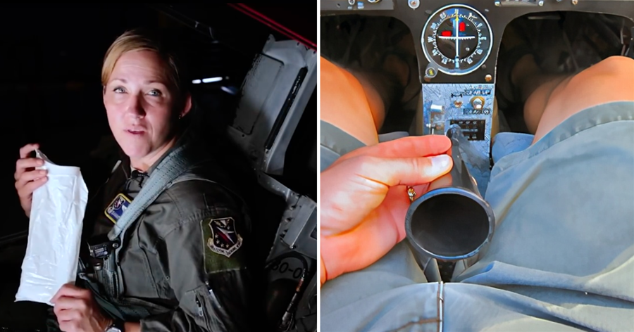 美國女飛行員也穿開襠褲，近距觀察，女飛行員如何在飛機上上廁所