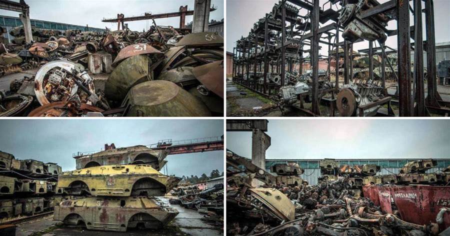 走進莫斯科的軍事基地 數百輛裝甲車殘骸堆積如山 場面無比震撼