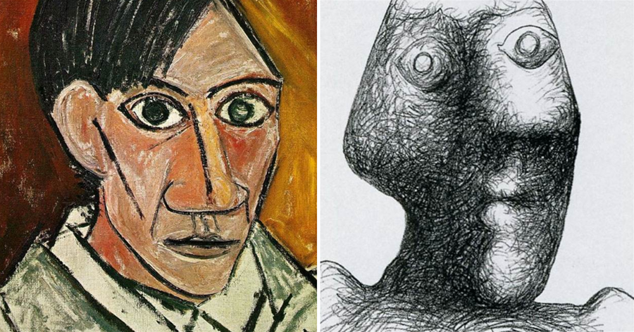 畢加索一生中的14幅自畫像，從15到90歲，最后一張似乎看到了死亡